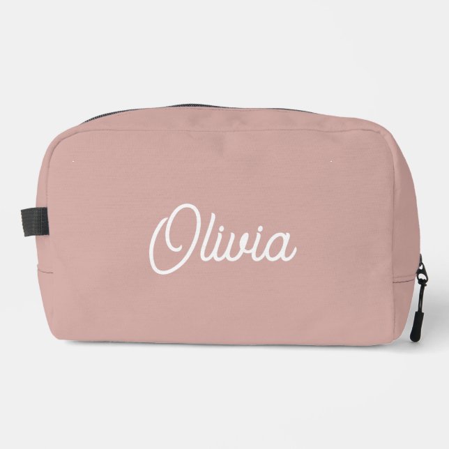 Bold script monogram, blush pink Toiletry Bag  (Front)