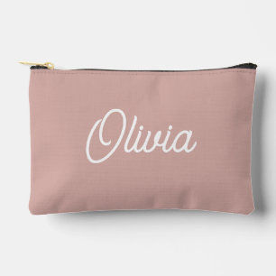 Bold script monogram, modern blush pink accessory pouch