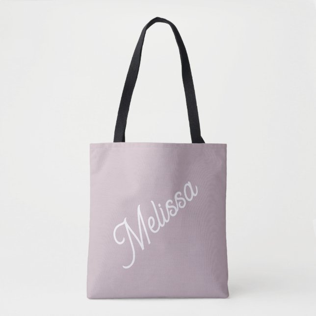 Bold script monogram, modern purple tote bag (Front)
