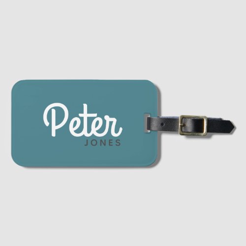 Bold script name Teal Green modern simple Luggage Tag