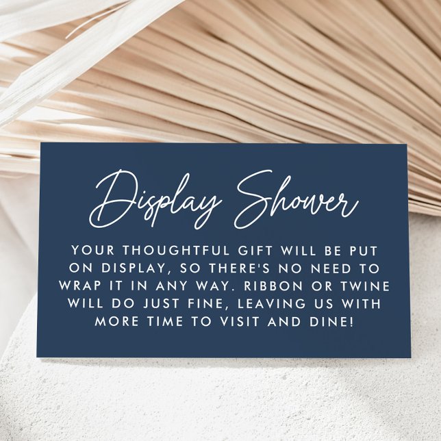 Bold Script Navy Baby Shower Display Shower Enclosure Card (Creator Uploaded)