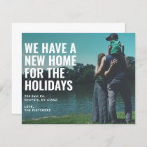 Bold Script New Home For The Holidays Moving Card