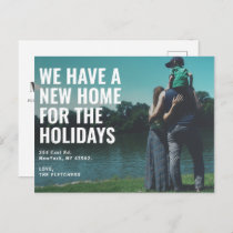 Bold Script New Home For The Holidays Moving Postcard