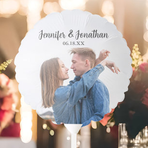 Bold Script Overlay Modern Photo Wedding Balloon