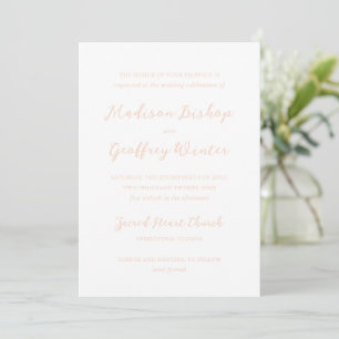 Bold Script Peach Elegant Wedding Invitation