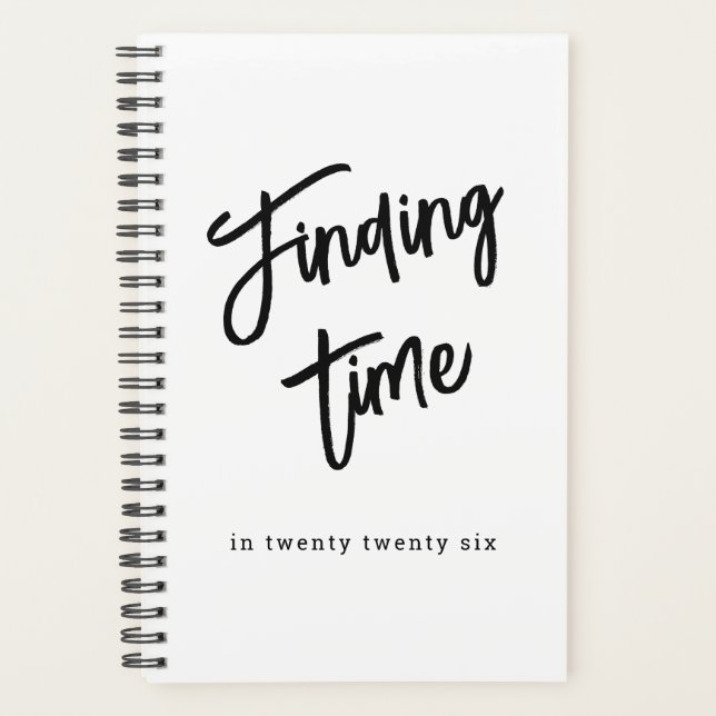 Bold Script Personalized Name Black & White  Planner (Front)