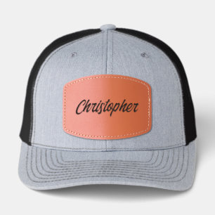 Bold Script Personalized Name Leather Patch Hat