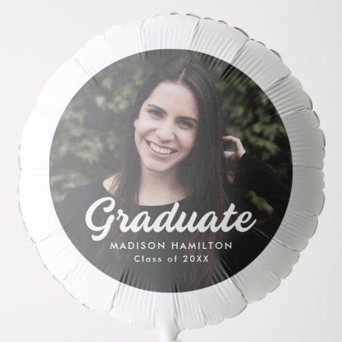 Bold Script Personalized Photo Graduation Balloon