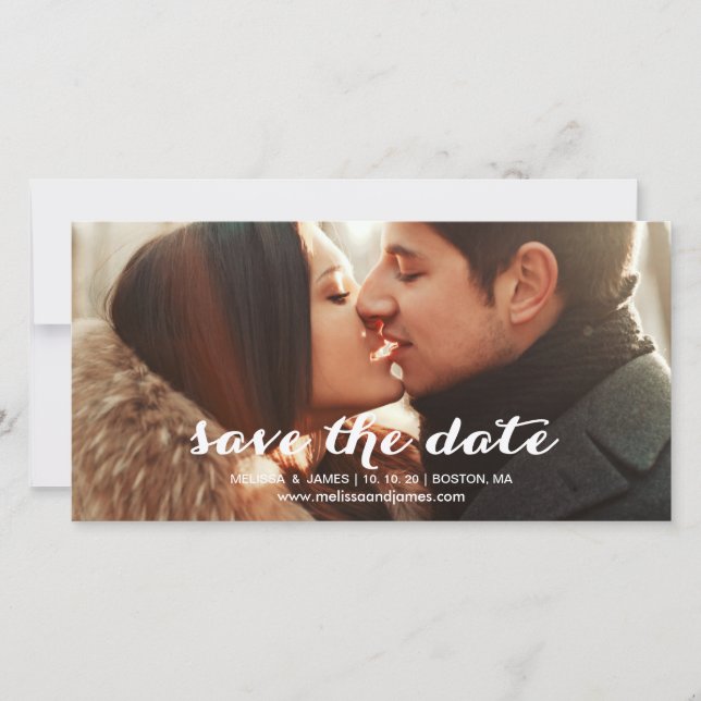 Bold Script | Photo Save the Date Photo Card (Front)