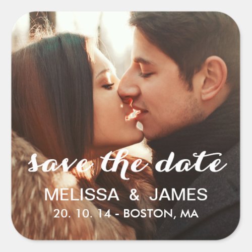 Bold Script  Photo Save the Date Sticker