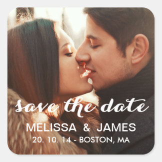 Bold Script | Photo Save the Date Sticker