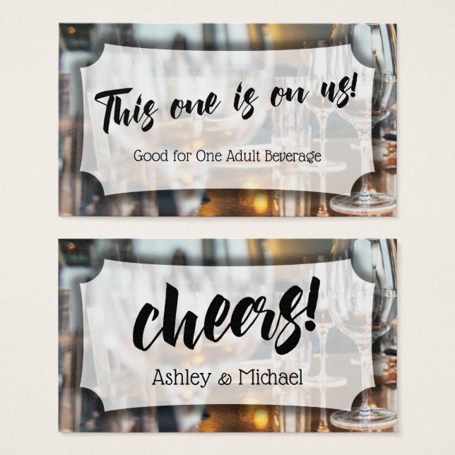 Bold Script, Photo, Wedding & Event Drink Tickets (Front & Back)