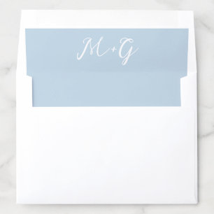 Bold Script Powder Blue Elegant Wedding Envelope Liner