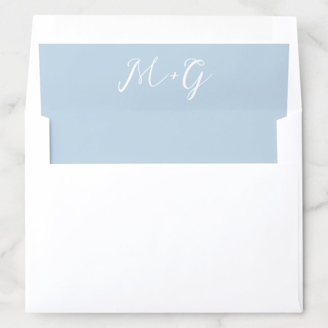 Bold Script Powder Blue Elegant Wedding Envelope Liner (In Envelope)