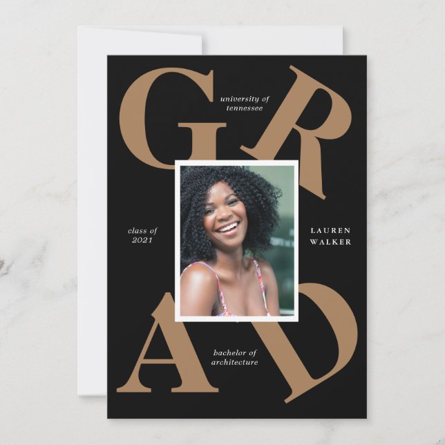 bold script school colors graduate announcement (Front)