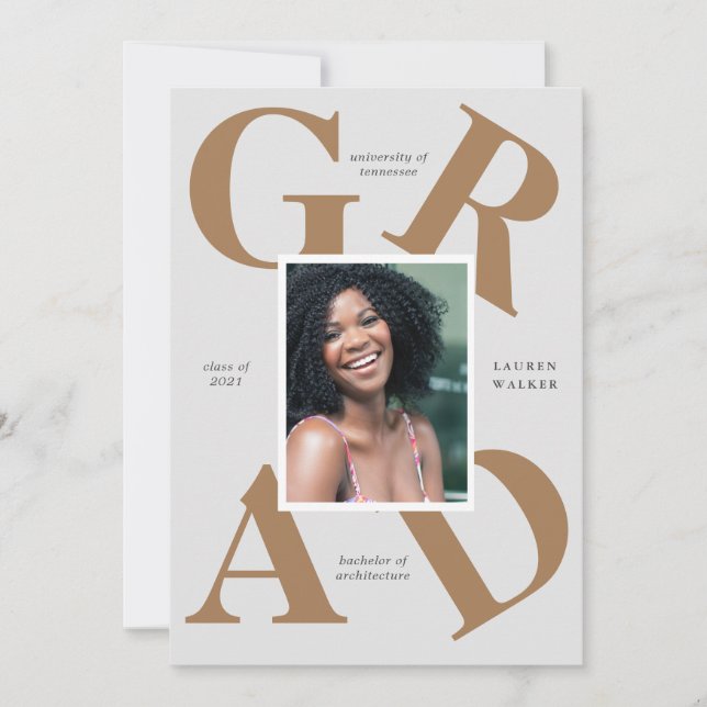 bold script school colors graduate announcement (Front)