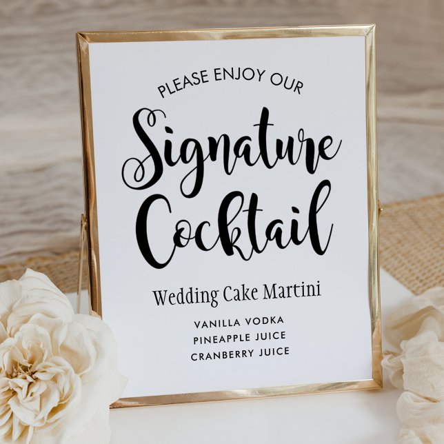 Bold Script Signature Cocktail Wedding Poster (Creator Uploaded)