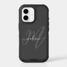 Bold Script Stylish Monogram and Name in Gray