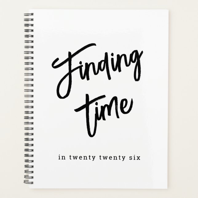 Bold Script Typography Black & White Custom Name Planner (Front)