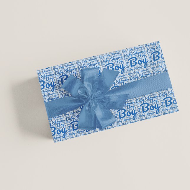 Bold Script Typography Boy Baby Shower  Wrapping Paper (Creator Uploaded)