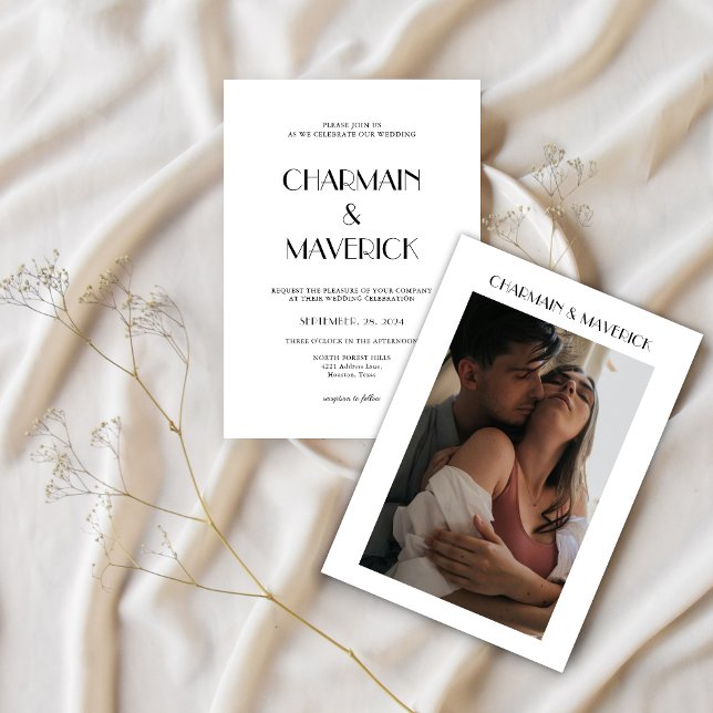 Bold Script Typography Photo Wedding Invitation (Creator Uploaded)