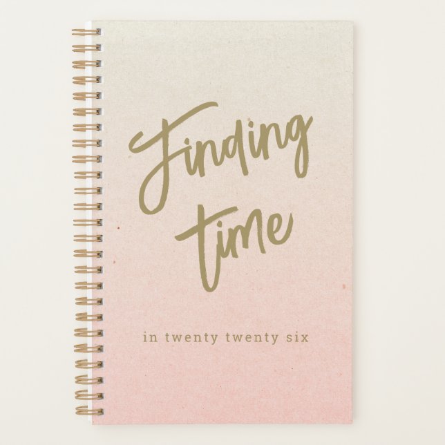 Bold Script Typography Pink & Gold Personalized Planner (Front)