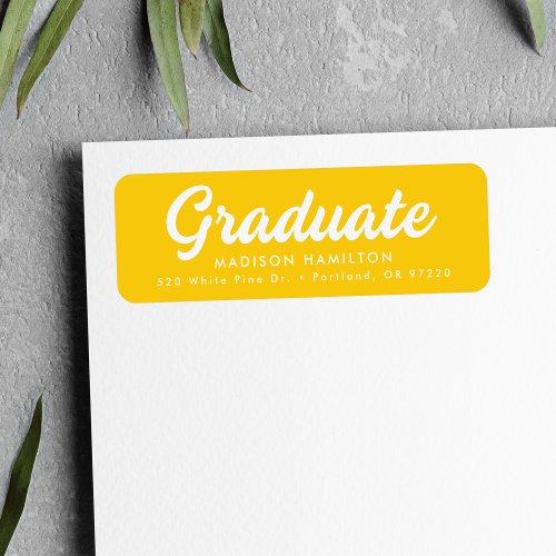 Bold Script Yellow Graduation Return Address Label