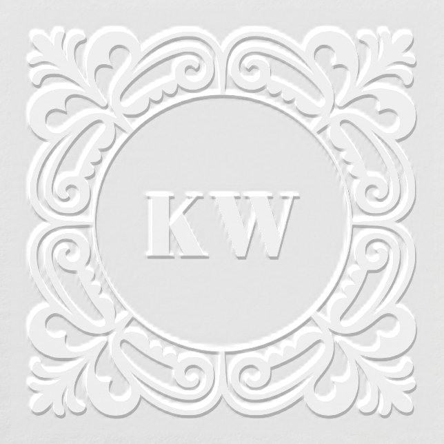 Bold Scroll Wavy Monogram Initials Embosser (Design)