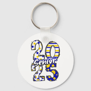Bold Senior 2025 Polka Dot Stripes Graduation Styl Keychain