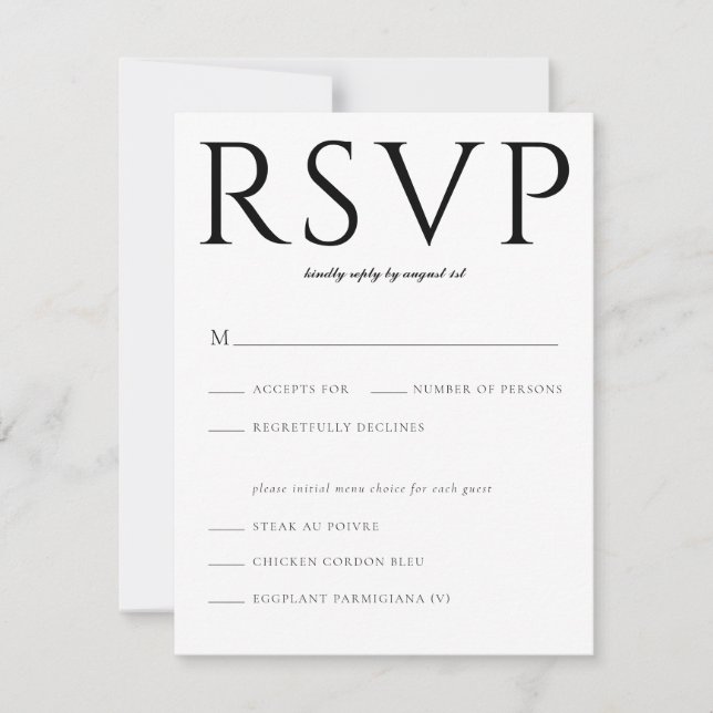 Bold Serif Classic RSVP Insert Card (Front)