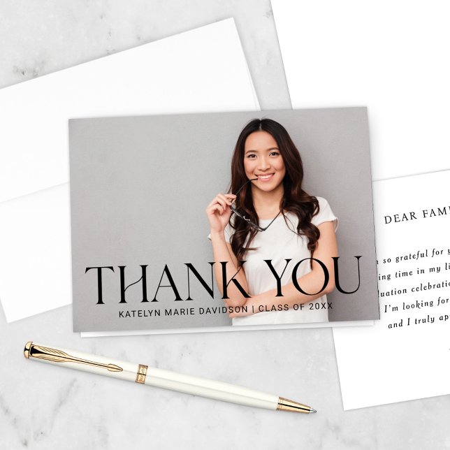 Bold Serif Full Photo Graduation 2026 Thank You Card (Creator Uploaded)