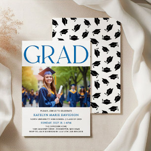 Bold Serif Grad Party Graduate Letterpress Photo Cards