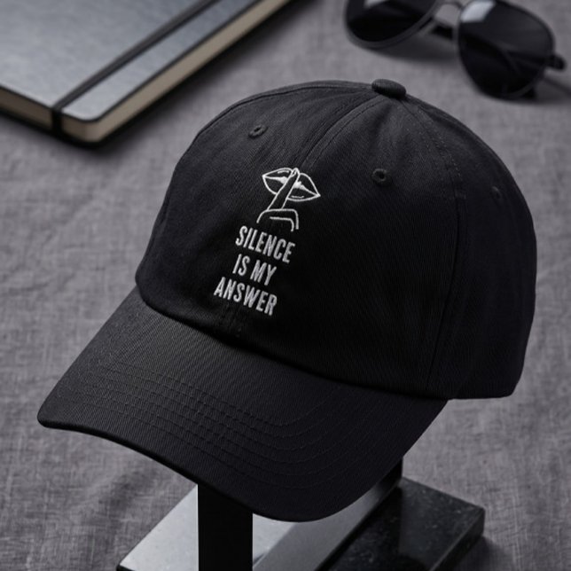 Bold Shhh Slogan Silence Is My Answer Black Hat (Creator Uploaded)