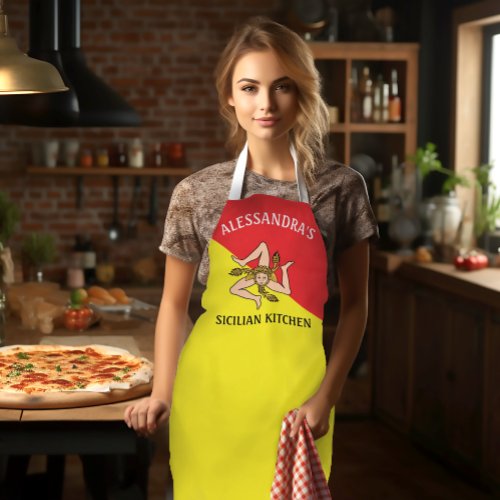 Bold Sicily Sicilian Flag  Red and Yellow Apron