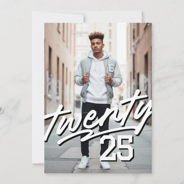 Bold Signature Grad | Masculine Photo Graduation Invitation (Front)