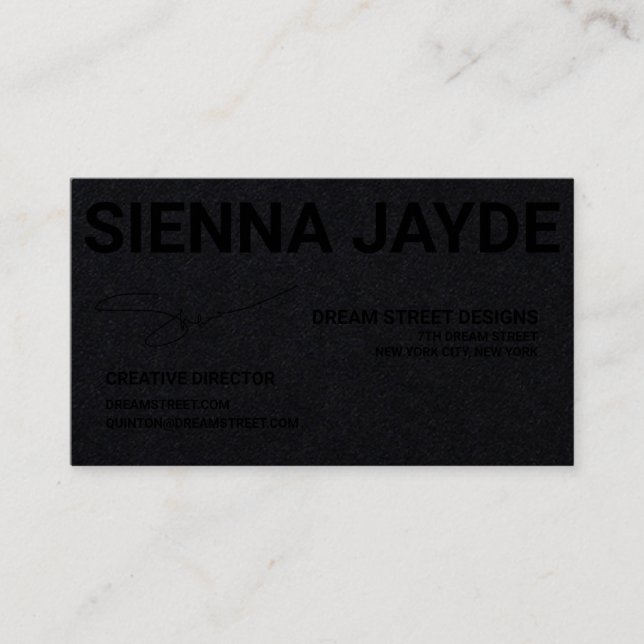 BOLD SIGNATURE MATTE BLACK BUSINESS CARD (Front)