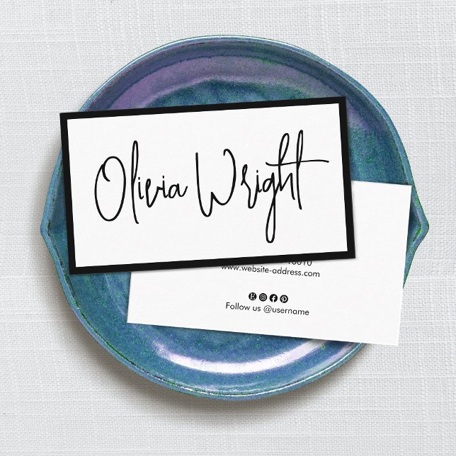 Bold Signature Script,  Modern White Professional  Business Card (Creator Uploaded)