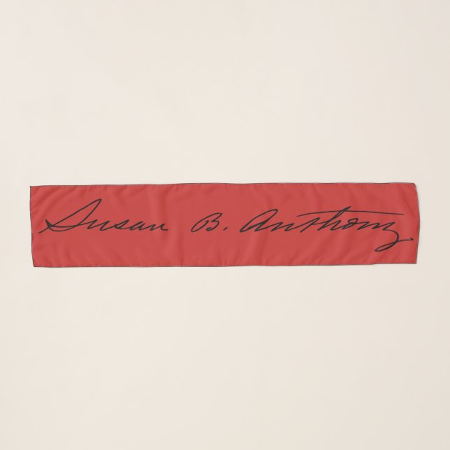 Bold Signature Susan B Anthony on Trademark Red Scarf (Front (Horizontal))