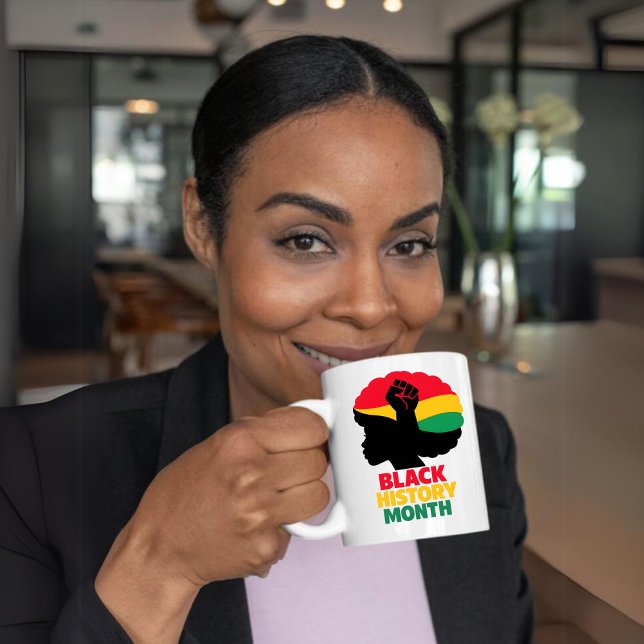 Bold Silhouette Afro Woman Raised Fist Coffee Mug (Bold Silhouette Afro Woman Raised Fist Coffee Mug)