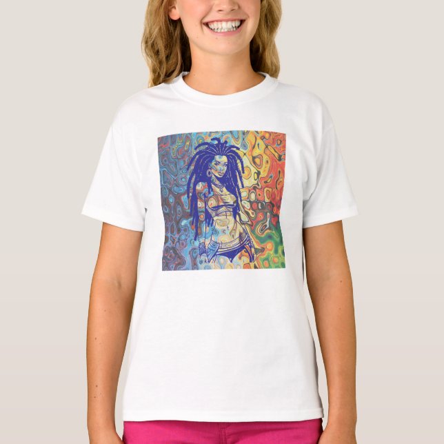 Bold silhouette of a woman with dreadlocks. T-Shirt (Front)