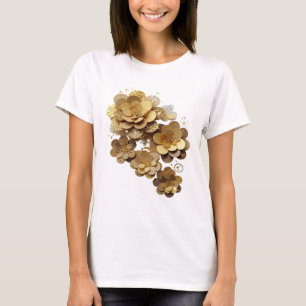 Bold Silver GOLDEN FLOWERS Slogan Design T-Shirt