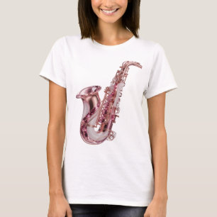 Bold Silver PINK SAXOPHONE Custom Design T-Shirt