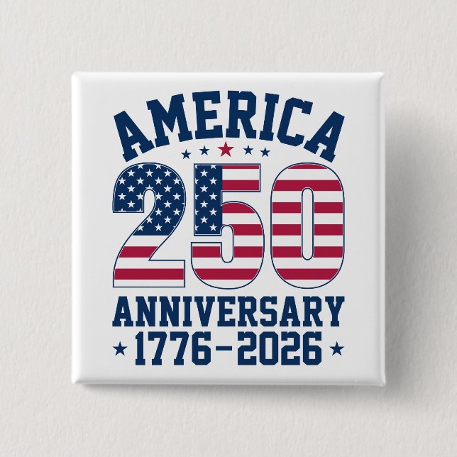 Bold Simple America 250 Anniversary Red and Blue Button (Front)