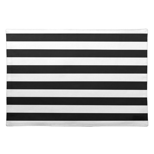 Bold Simple Black and White Stripes Cloth Placemat (Front)