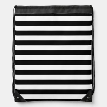 Bold Simple Black And White Stripes Drawstring Bag by MHDesignStudio at Zazzle