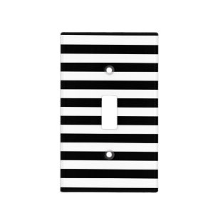 Bold Simple Black and White Stripes Light Switch Cover