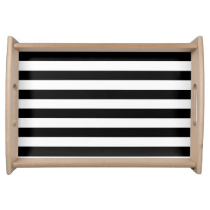 Bold Simple Black and White Stripes Serving Tray
