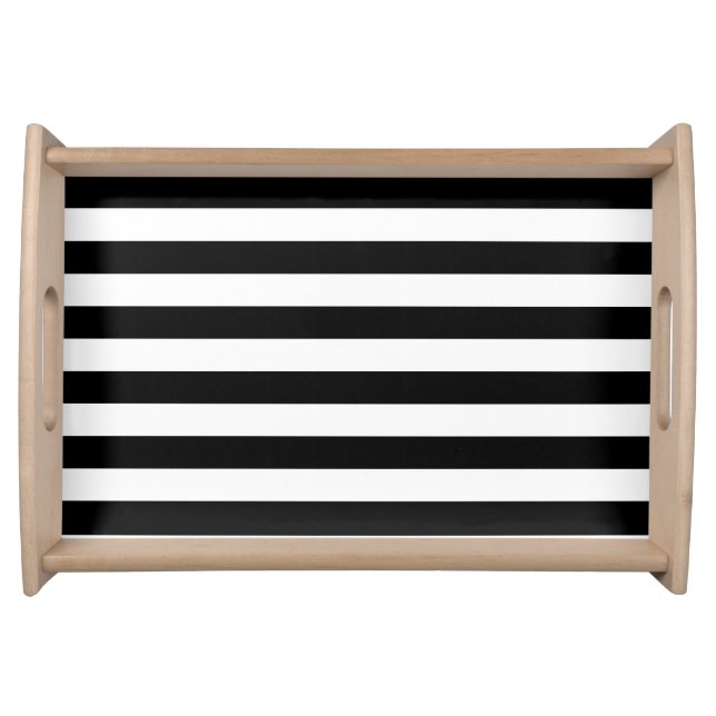 Bold Simple Black and White Stripes Serving Tray (Front)