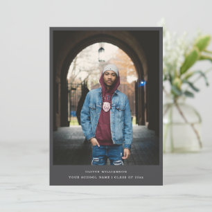 Bold Simple Black Modern Minimal Photo Graduation Announcement