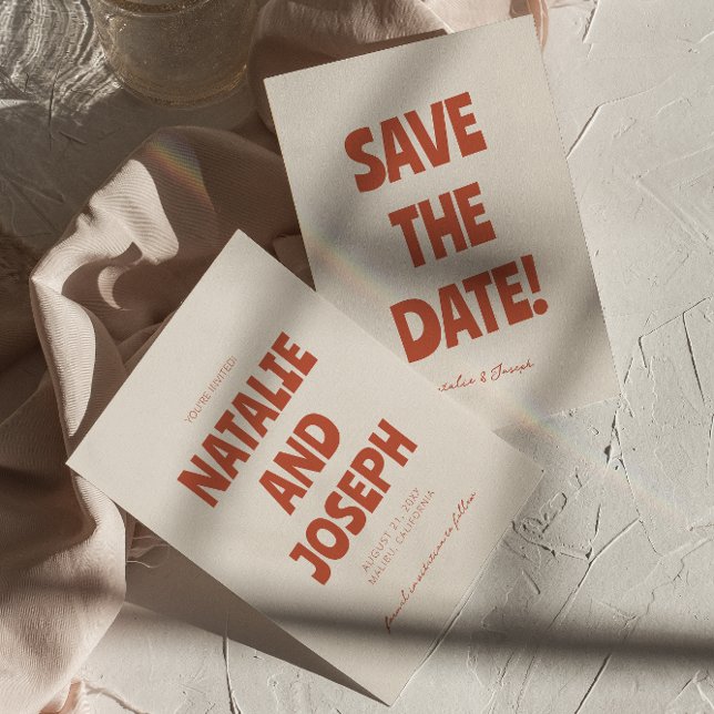 Bold Simple Bright Funky Retro Unique Wedding    Save The Date (Creator Uploaded)